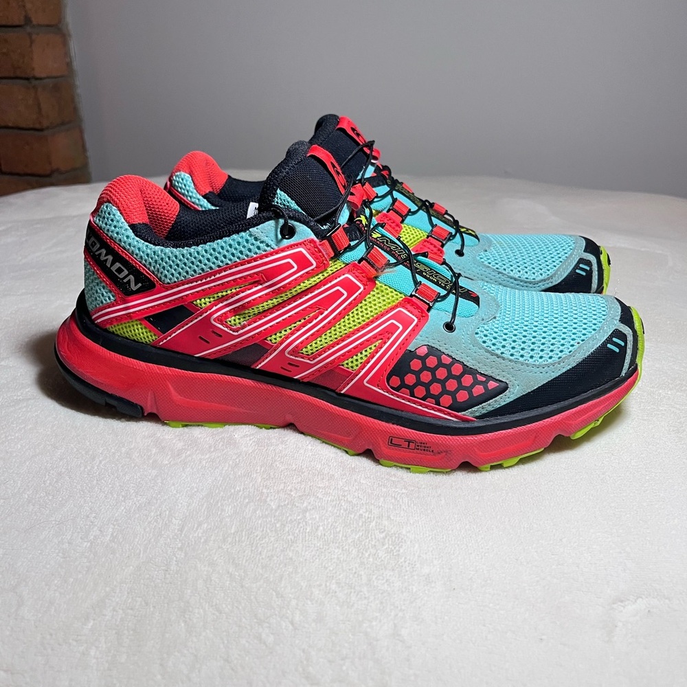 Salomon Athletic Shoes in Turquoise, Coral & Lime